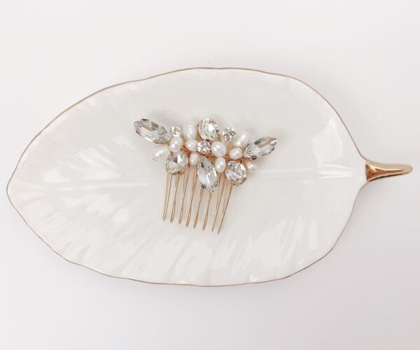 Gold Hair Comb, Wedding Headpiece, Pearl Hair Comb, Wedding Hair, Bridal - Image 5