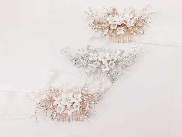 Floral Hair Comb, Flower Hair Comb, Wedding Headpiece, Bridal Hairpiece - Image 5