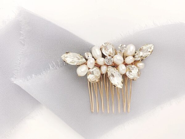 Gold Hair Comb, Wedding Headpiece, Pearl Hair Comb, Wedding Hair, Bridal - Image 3