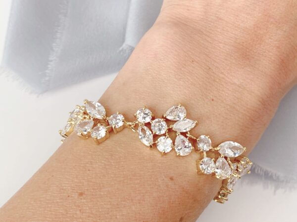 Gold Crystal Wedding Bracelet, Bridal Jewelry - Image 3