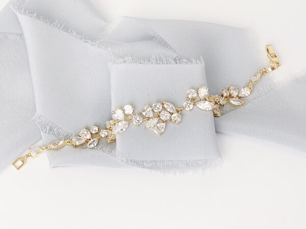 Gold Crystal Wedding Bracelet, Bridal Jewelry - Image 2