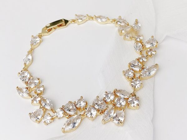 Gold Crystal Wedding Bracelet, Bridal Jewelry - Image 5