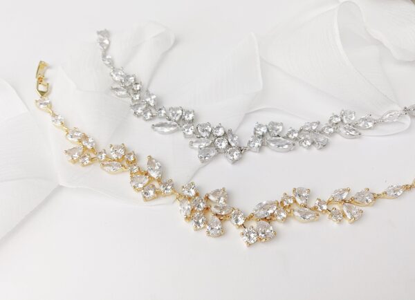 Gold Crystal Wedding Bracelet, Bridal Jewelry - Image 4