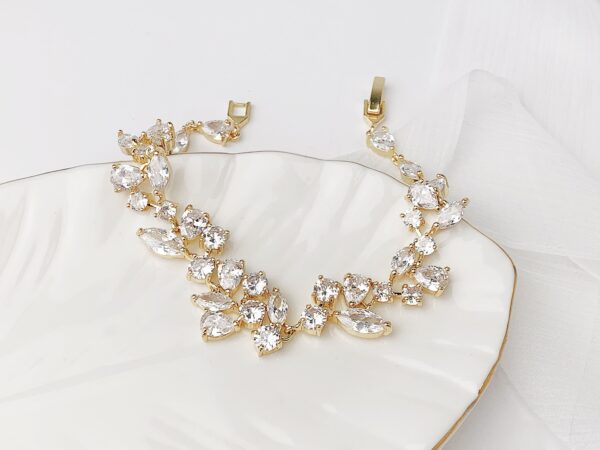 Gold Crystal Wedding Bracelet, Bridal Jewelry